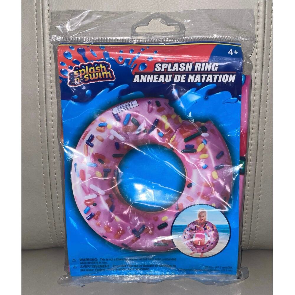 Splash-N-Swim 26.5" Pink Donut Sprinkle Inflatable Pool Swim Ring Float NWT